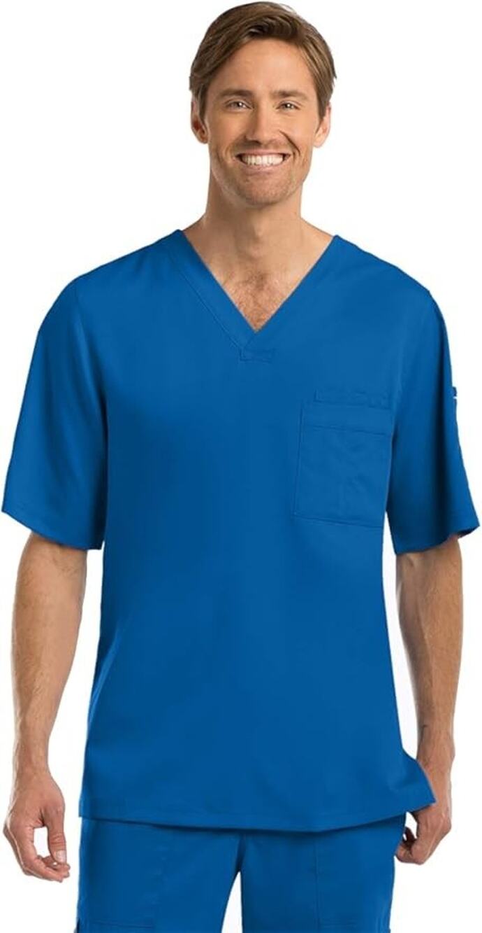 Grey's Anatomy Scrub Top Men's Large Royal Blue 3-Pocket V-Neck 0103